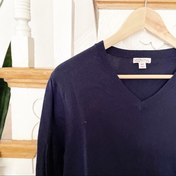Merona Cotton Blend Navy V-Neck Pullover Sweater Size Small - Picture 3 of 5